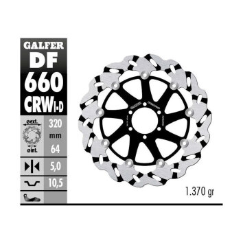 Disco de freno Galfer Wave DF660CRWD Flotante Ranurado Racing Delantero Derecho