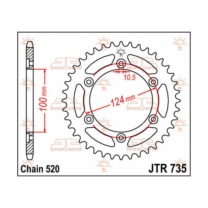 Piñón Jt Sprockets Sprocket Rear 36T 520