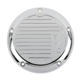 Tapa lateral Thrashin Supply Co Cover Derby Finned M8 Chr