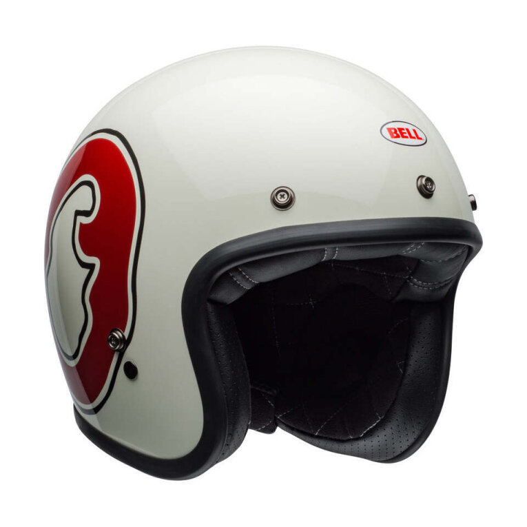 Casque jet Bell Custom 500 DLX RSD WFO Blanco/Rojo, (incluye bolsa de piel)