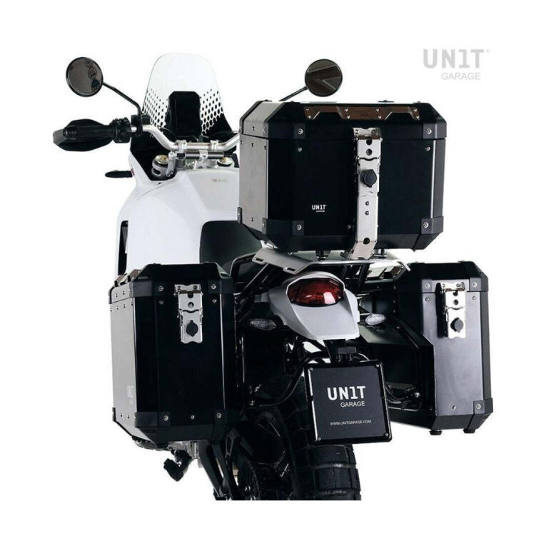 Maleta rígida Unit Garage 2 Aluminum Atlas Panniers 47L&41L + Ducati Desert Supports