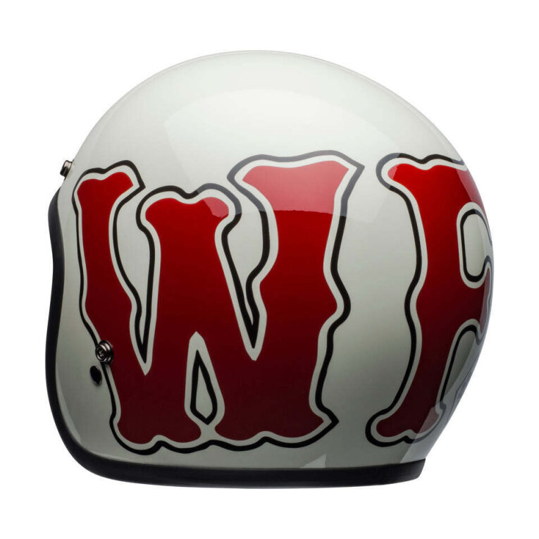 Casque jet Bell Custom 500 DLX RSD WFO Blanco/Rojo, (incluye bolsa de piel)