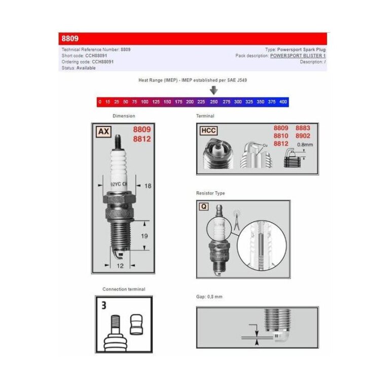 Bujía Champion Champion S-Plug 8809