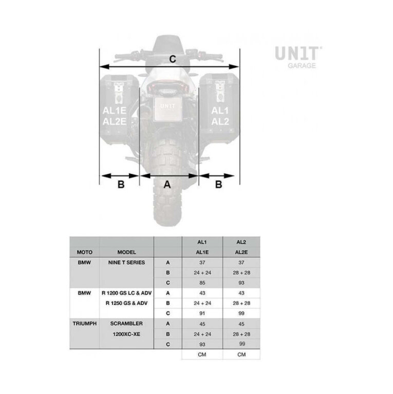 Maleta rígida Unit Garage 2 Aluminum Atlas Cases 40L&34L + Moto Guzzi 85TT Supports
