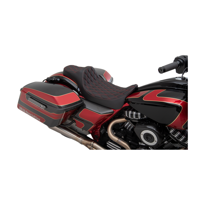 Asiento biplaza Drag Specialties Seat Prediii Extnd Dd Red